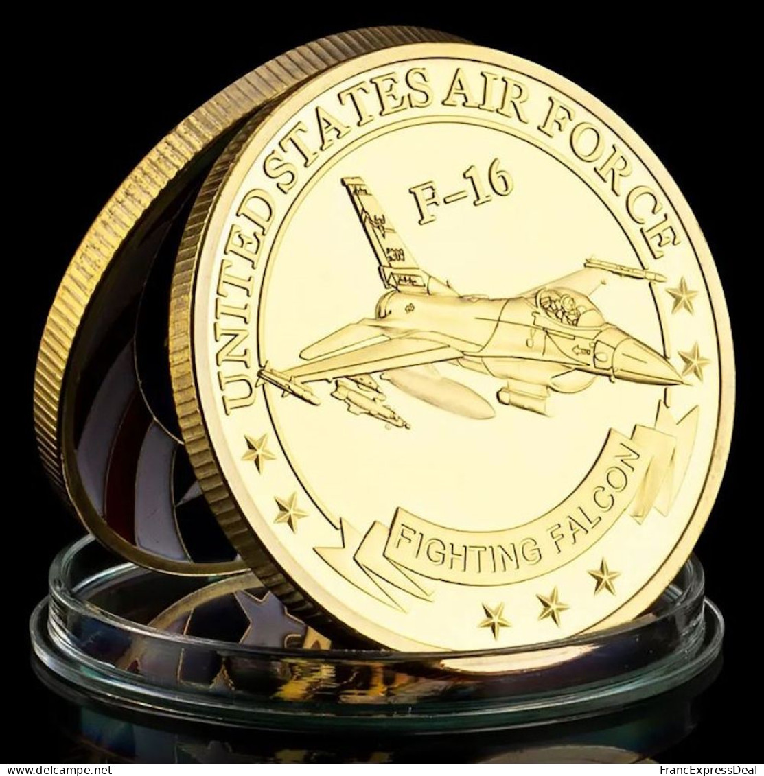 Pièce Médaille NEUVE Plaquée Or - US Air Force F-16 Fighting Falcon - Other & Unclassified