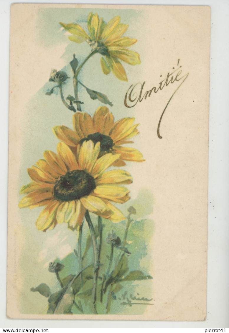 Illustrateur CATHARINA KLEIN - Jolie Carte Fantaisie Gaufrée Fleurs De Tournesol "Amitié " (embossed Card) - Klein, Catharina