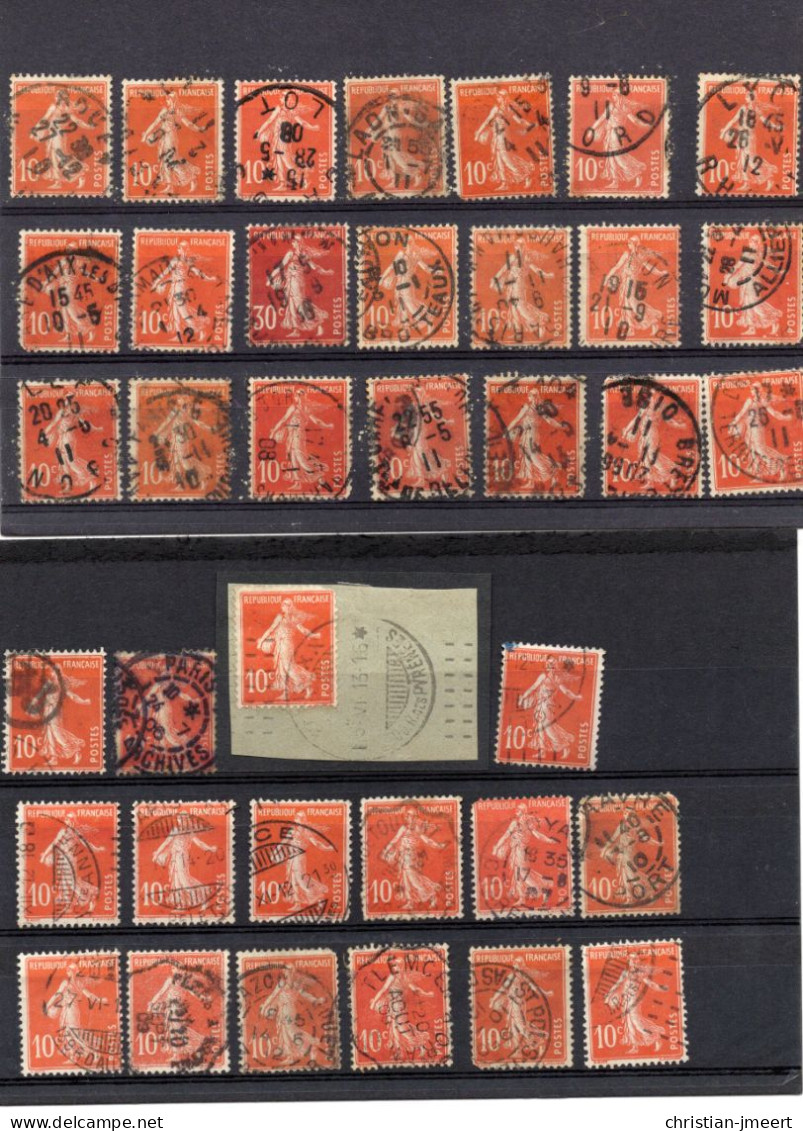 France  Semeuse Camée  37 Timbres - 1906-38 Semeuse Camée