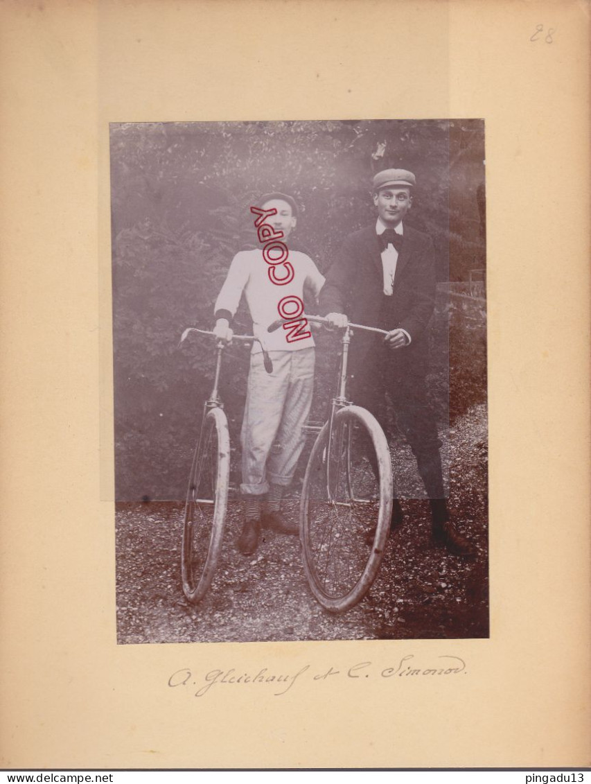 Fixe Albuminé Sur Carton Fin XIX E Siècle A Bicyclette Vélo - Old (before 1900)