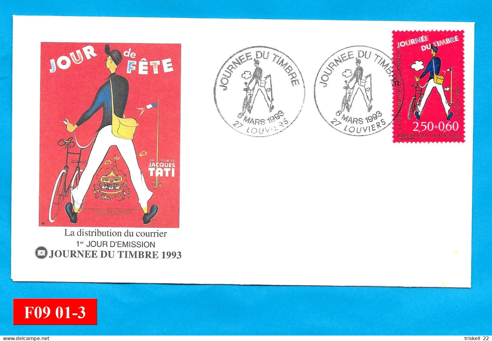 Enveloppe 1er Jour Journée Du Timbre 1993 - Timbre N° 2792   Oblitération De Louviers 27 - 1990-1999