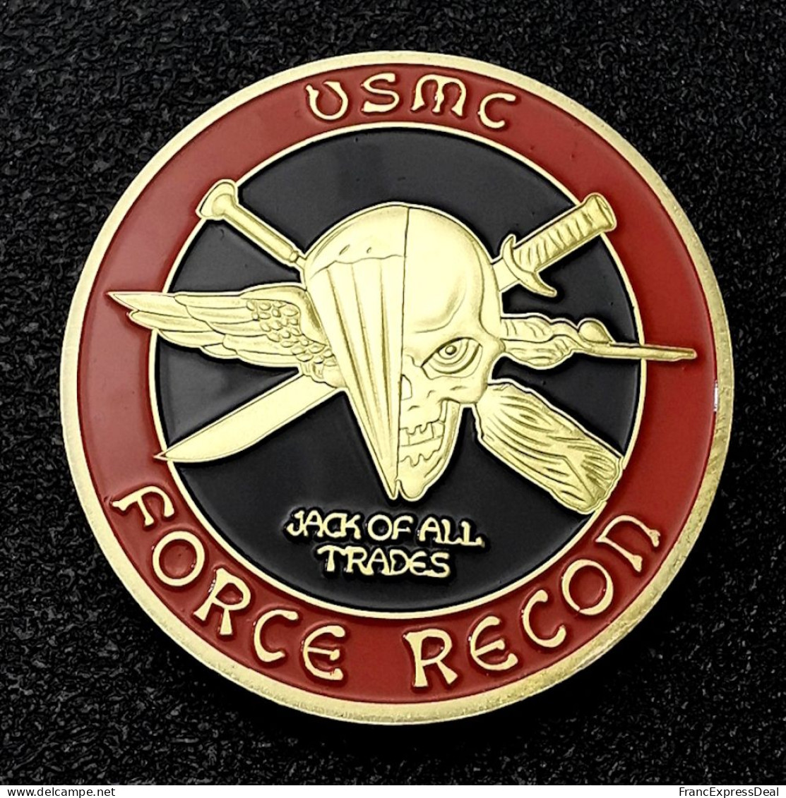 Pièce Médaille NEUVE Plaquée Or - Etats-Unis US Marine Corps USMC Force Recon - Andere & Zonder Classificatie