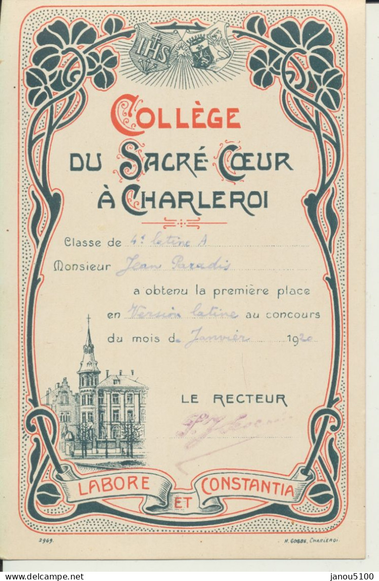 VIEUX PAPIERS  BULLETINS SCOLAIRES    1920. - Diplômes & Bulletins Scolaires