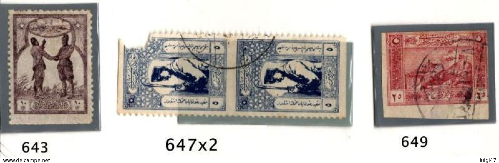 1921 - Impero Ottomano  - N° 643-647-649  - Non Dentellati - Gebraucht