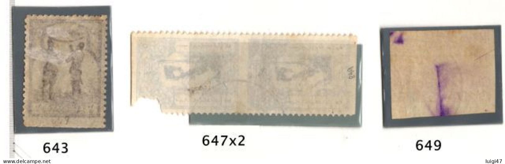 1921 - Impero Ottomano  - N° 643-647-649  - Non Dentellati - Usati