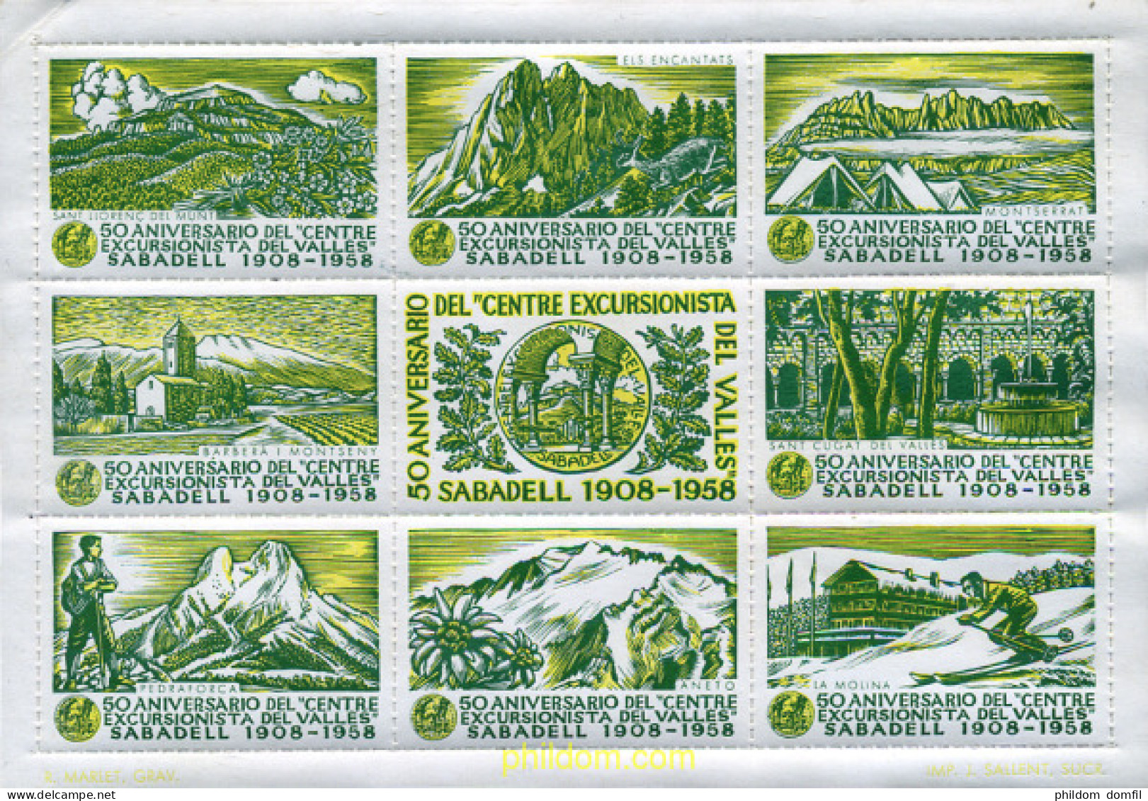 273156 MNH ESPAÑA Viñetas 1958 50 ANIVERSARIO DEL CENTRE EXCURSIONISTA DEL VALLES- SABADELL - Ungebraucht