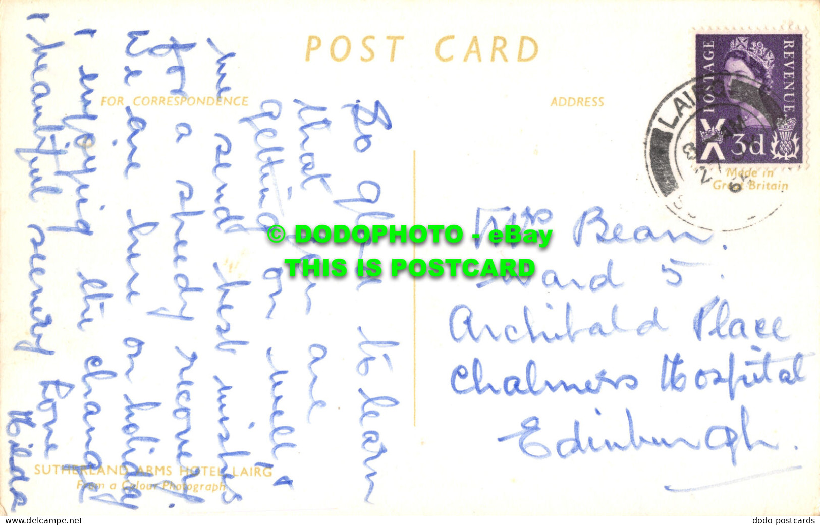 R517546 Sutherland Arms Hotel Lairg. Postcard. 1965 - Welt