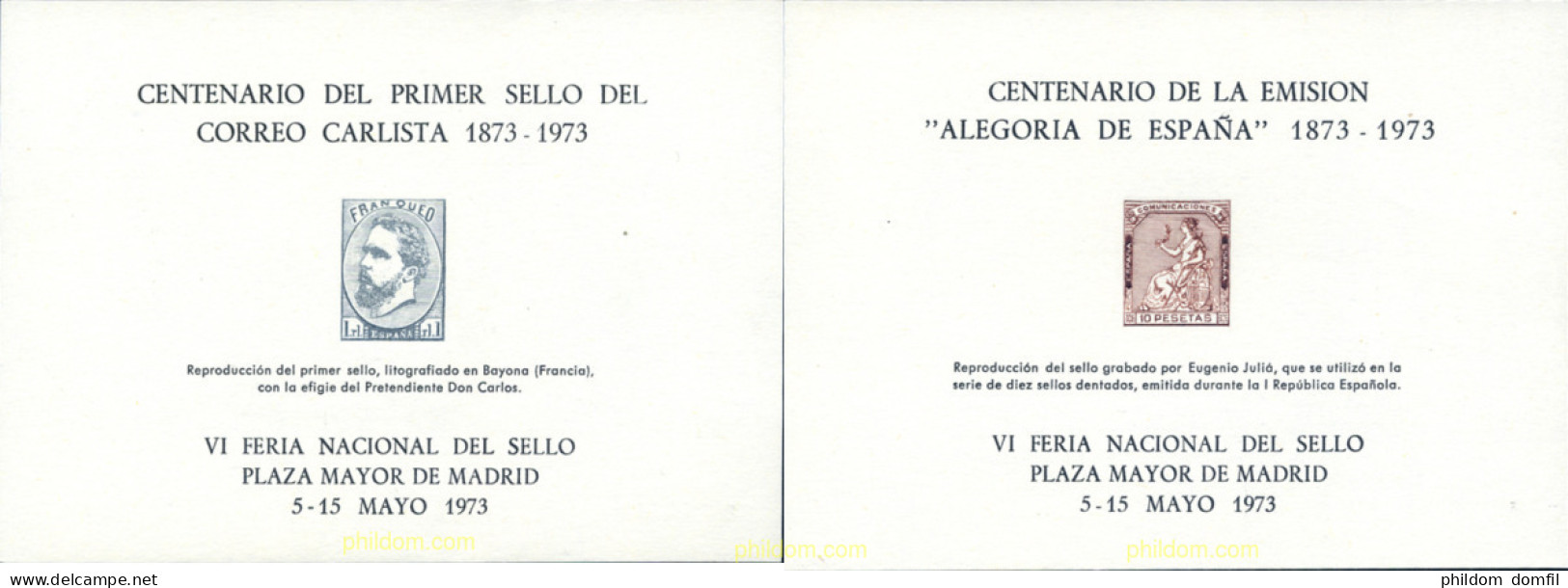 273454 MNH ESPAÑA Hojas Recuerdo 1973 VI FERIA NACIONAL DEL SELLO - Unused Stamps