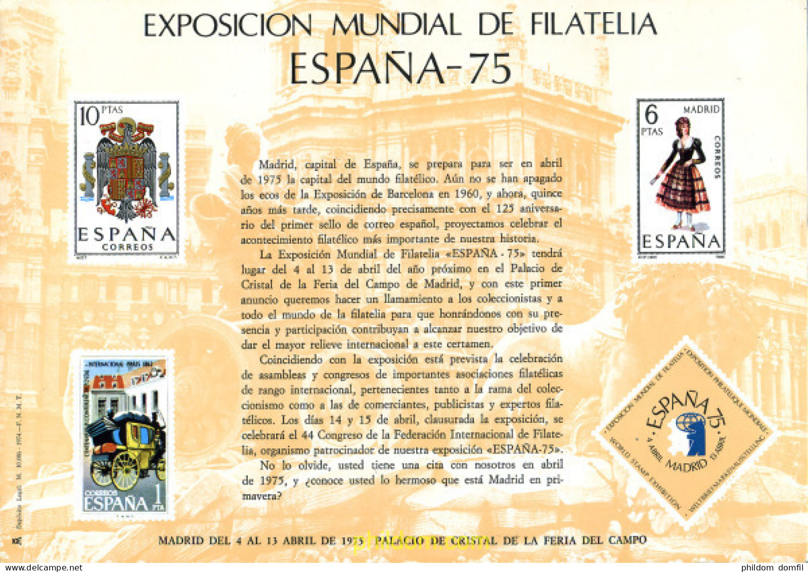 273592 MNH ESPAÑA Hojas Recuerdo 1974  - Ongebruikt
