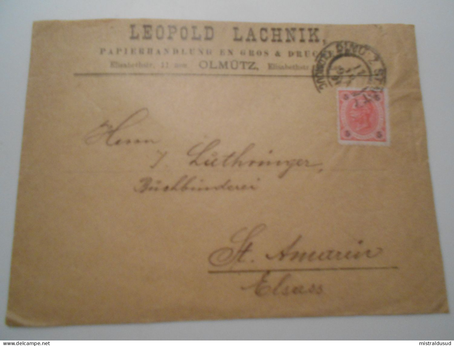 Tchecoslovaquie , Lettre De Olmutz 1896 Pour St Amarin - ...-1918 Vorphilatelie