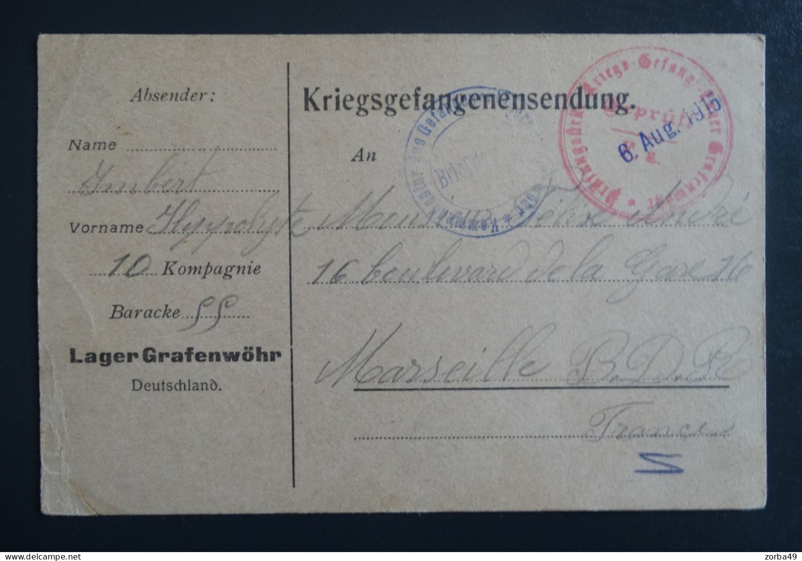 Lot De 3 Cartes Camp De Prisonniers EUTIN  AMBERG GRAFENWÖHR - War 1914-18