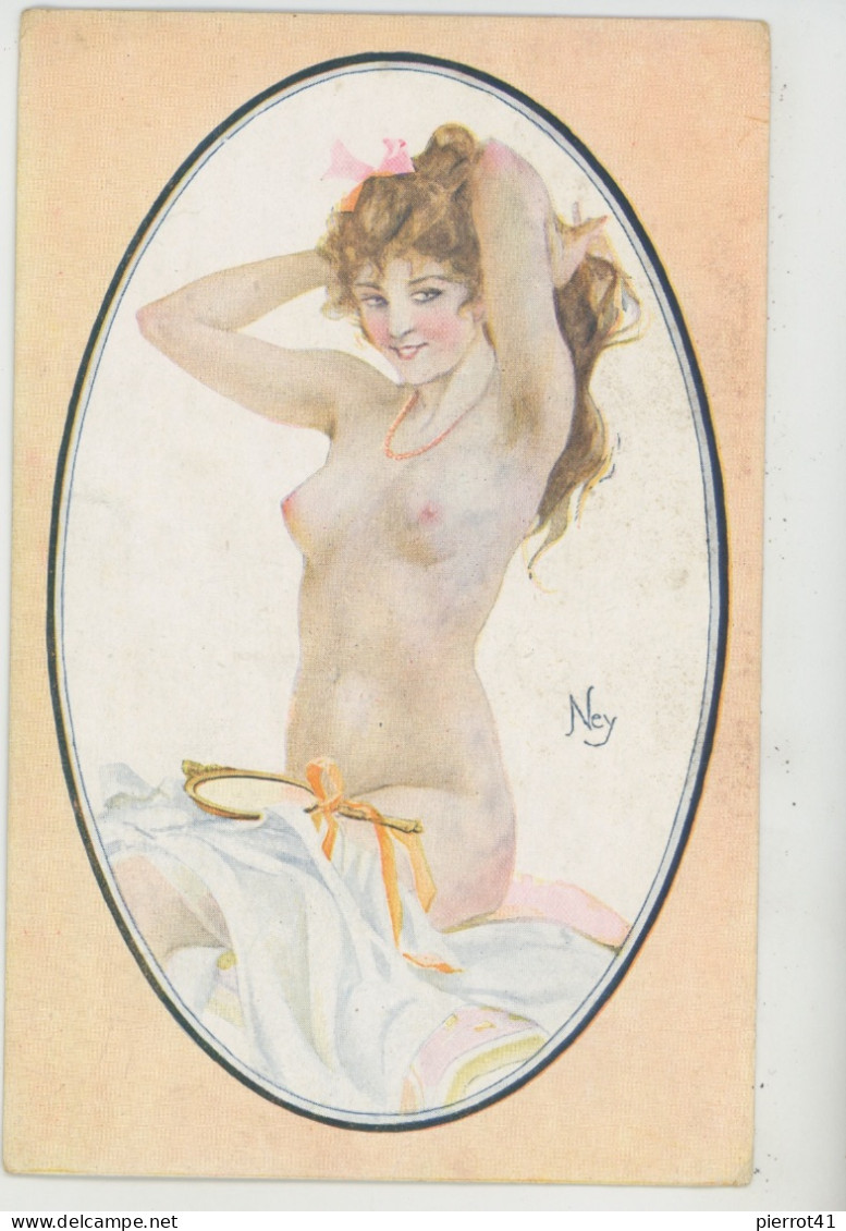 Illustrateur NEY - FEMMES - NUS - Jolie Carte Fantaisie Femme Nue Avec Miroir  "COLIFICHETS GALANTS " - Série 24 - Andere & Zonder Classificatie