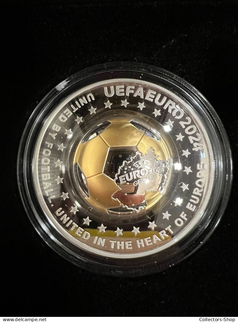 KAZAKHSTAN: 100 Tenge UEFA EURO 2024 In Germany 20g Silver Proof Gilded 3D - Kazajstán