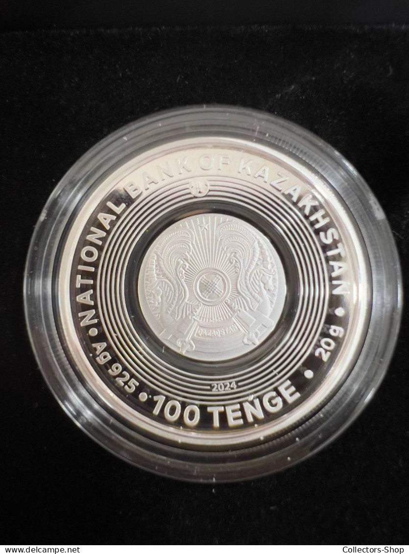 KAZAKHSTAN: 100 Tenge UEFA EURO 2024 In Germany 20g Silver Proof Gilded 3D - Kazajstán