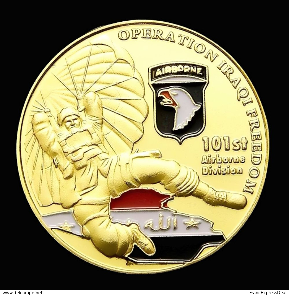 Pièce Médaille NEUVE Plaquée Or - Etats-Unis US Army 101St Airborne Irak - Altri & Non Classificati