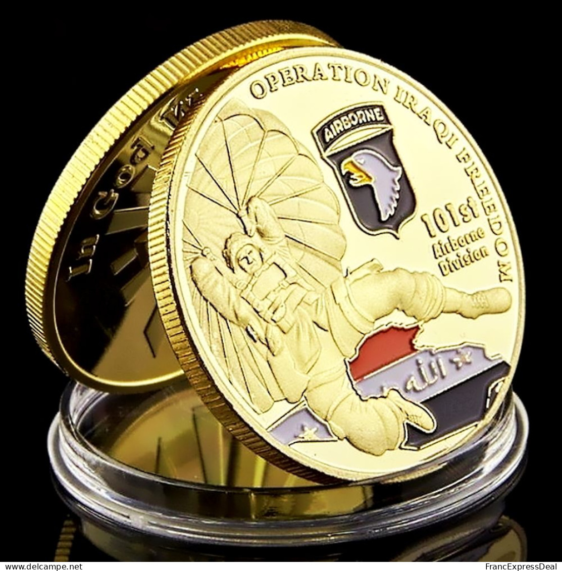 Pièce Médaille NEUVE Plaquée Or - Etats-Unis US Army 101St Airborne Irak - Altri & Non Classificati