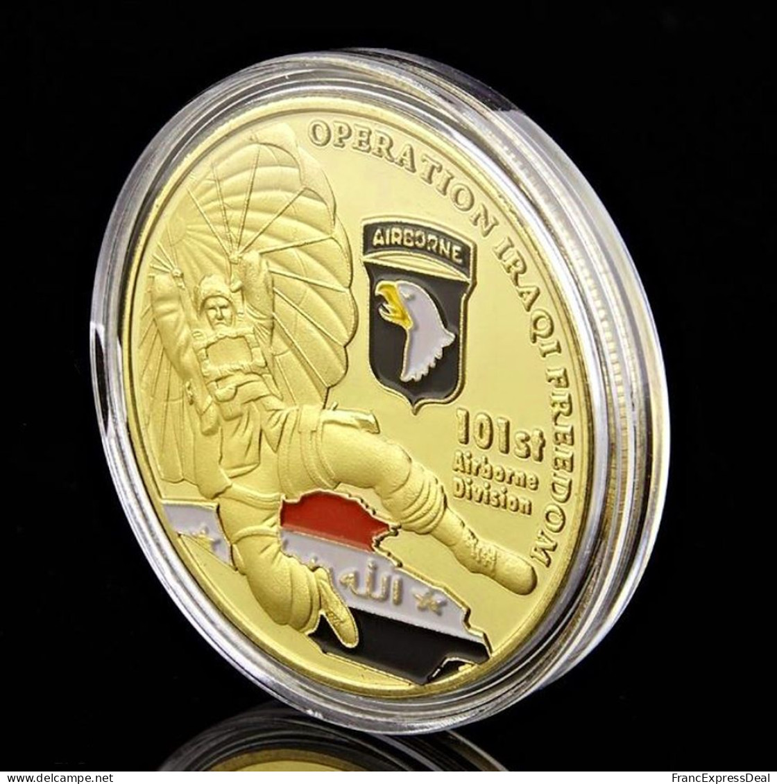 Pièce Médaille NEUVE Plaquée Or - Etats-Unis US Army 101St Airborne Irak - Autres & Non Classés