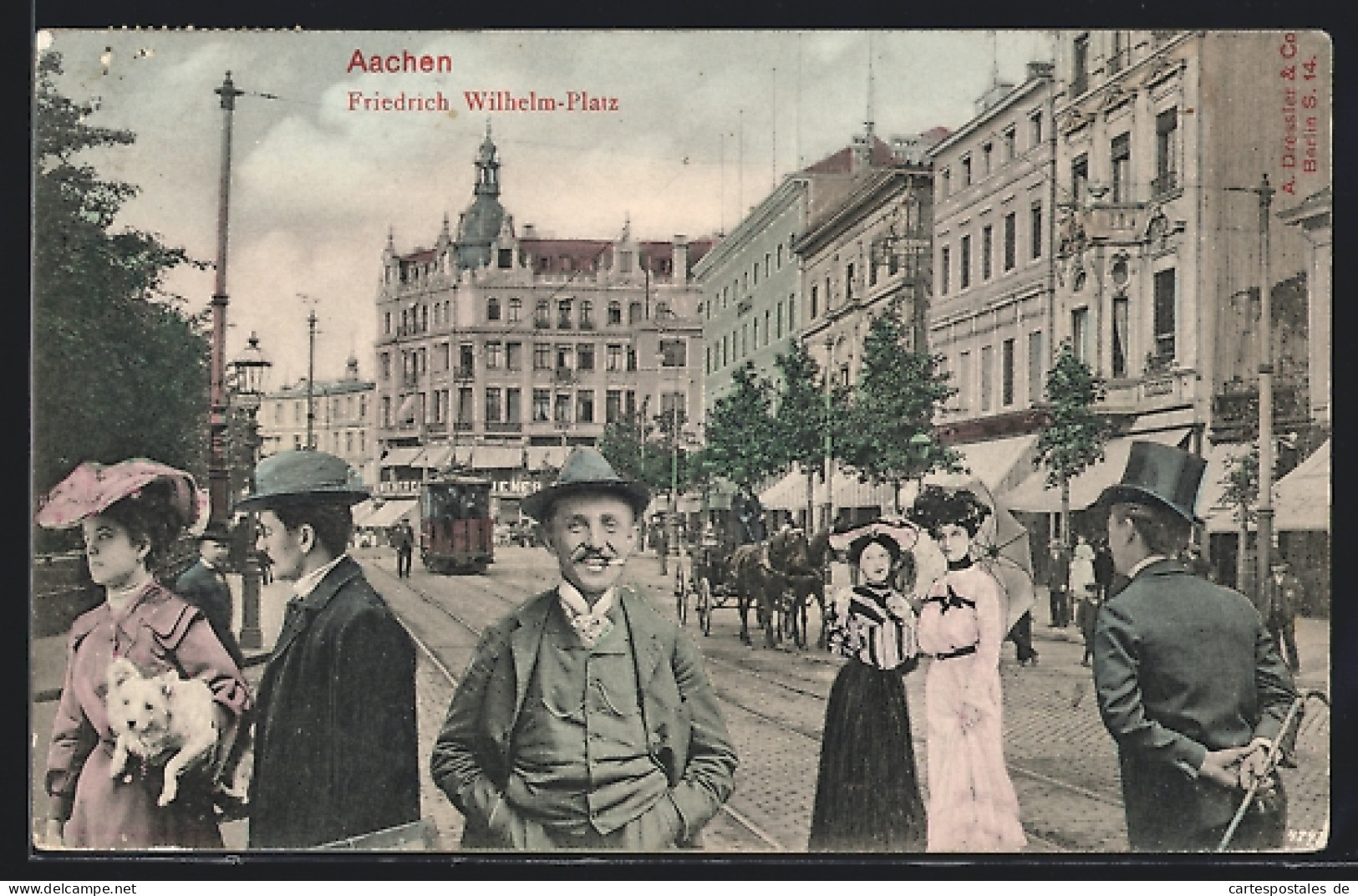 AK Aachen, Strassenbahn Am Friedrich Wilhelm-Platz  - Aken