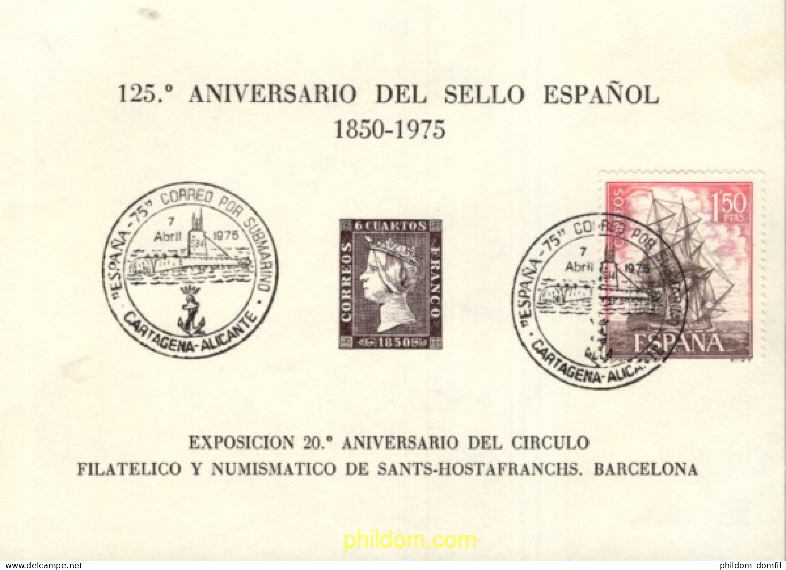 715738 MNH ESPAÑA Hojas Recuerdo 1975 125 ANIVERSARIO DEL SELLO ESPAÑOL - Nuovi
