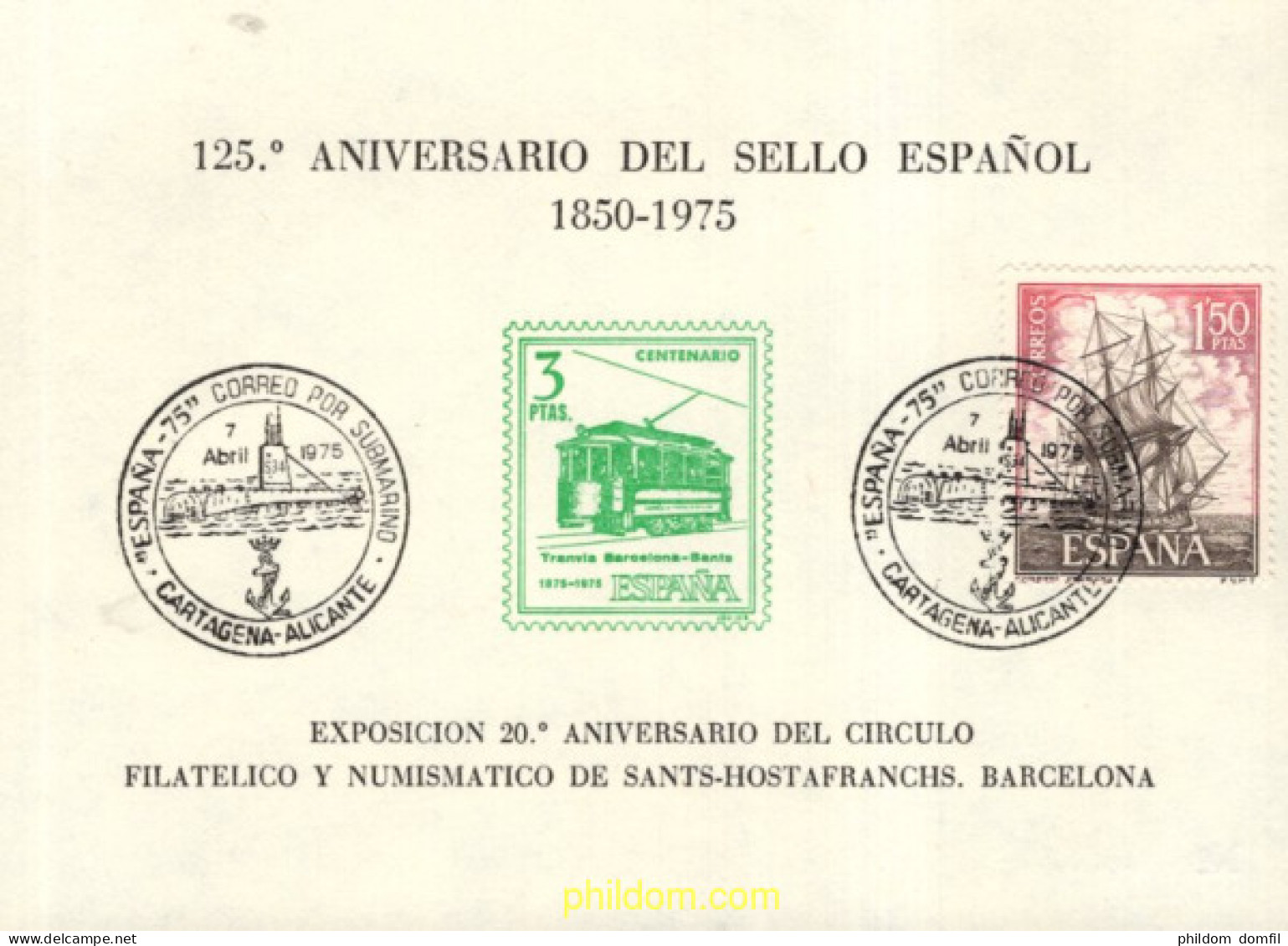 715740 MNH ESPAÑA Hojas Recuerdo 1975 125 ANIVERSARIO DEL SELLO ESPAÑOL - Neufs