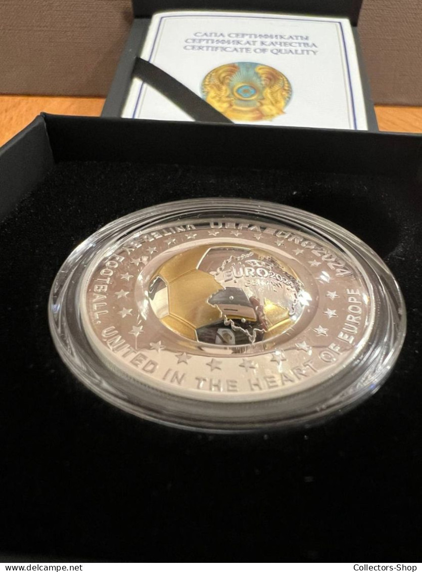 KAZAKHSTAN: 100 tenge UEFA EURO 2024 in Germany 20g silver proof gilded 3D