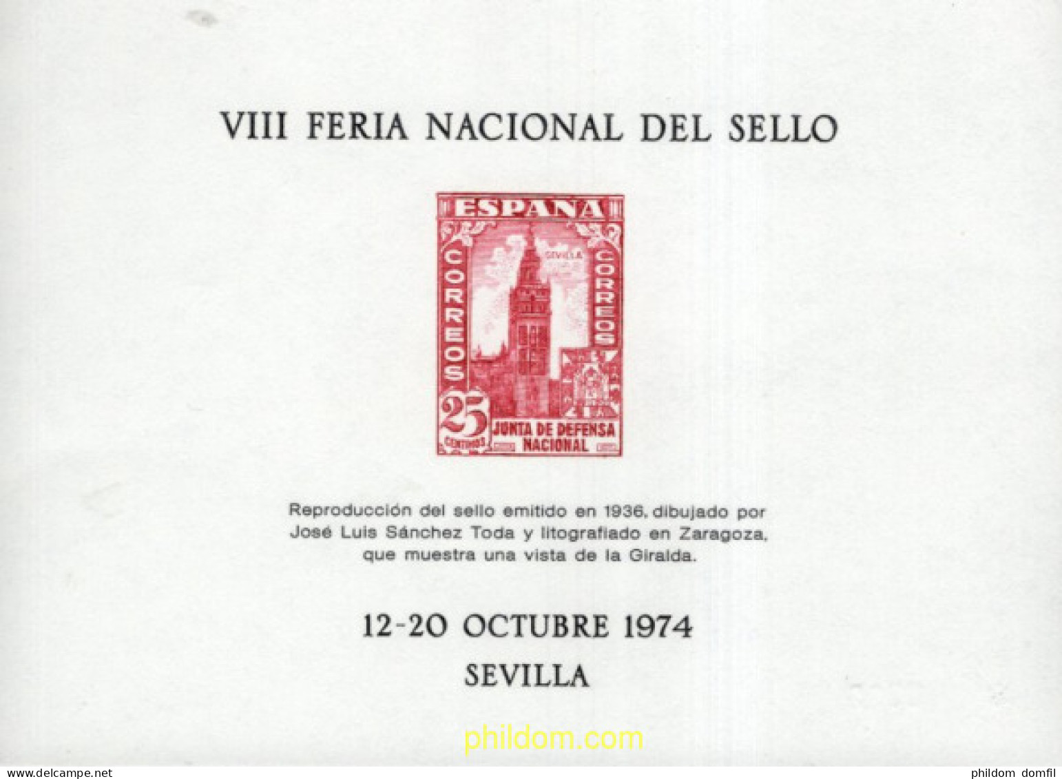 715763 MNH ESPAÑA Hojas Recuerdo 1974 VIII FERIA NACIONAL DEL SELLO - Neufs