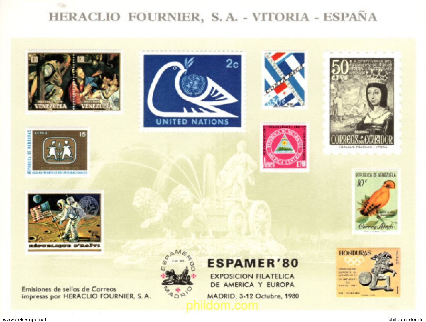 715768 MNH ESPAÑA Hojas Recuerdo 1980 HERALCLIO FOURNIER S.A. VITORIA ESPAÑA - ESPAMER-80 - Ongebruikt