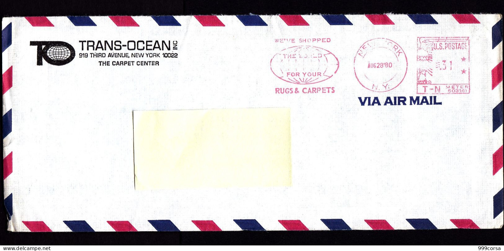 Trans-Ocean, The Carpet Center,New York,USA,apr 18-79,aug. 28-80, Tessili,2 Buste, A.m.,ema,meter,freistempel (DZ) - Storia Postale