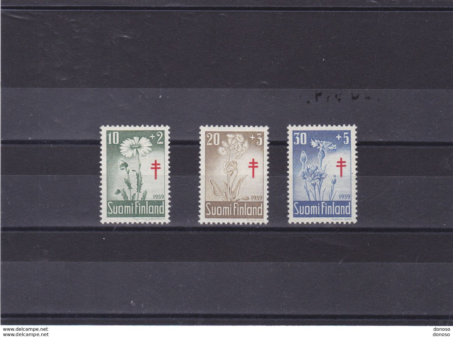 FINLANDE 1959 FLEURS, Muguet, Trèfle Rouge, Anémone Hépatique  Yvert 486-488 NEUF** MNH Cote : 15,50 Euros - Neufs