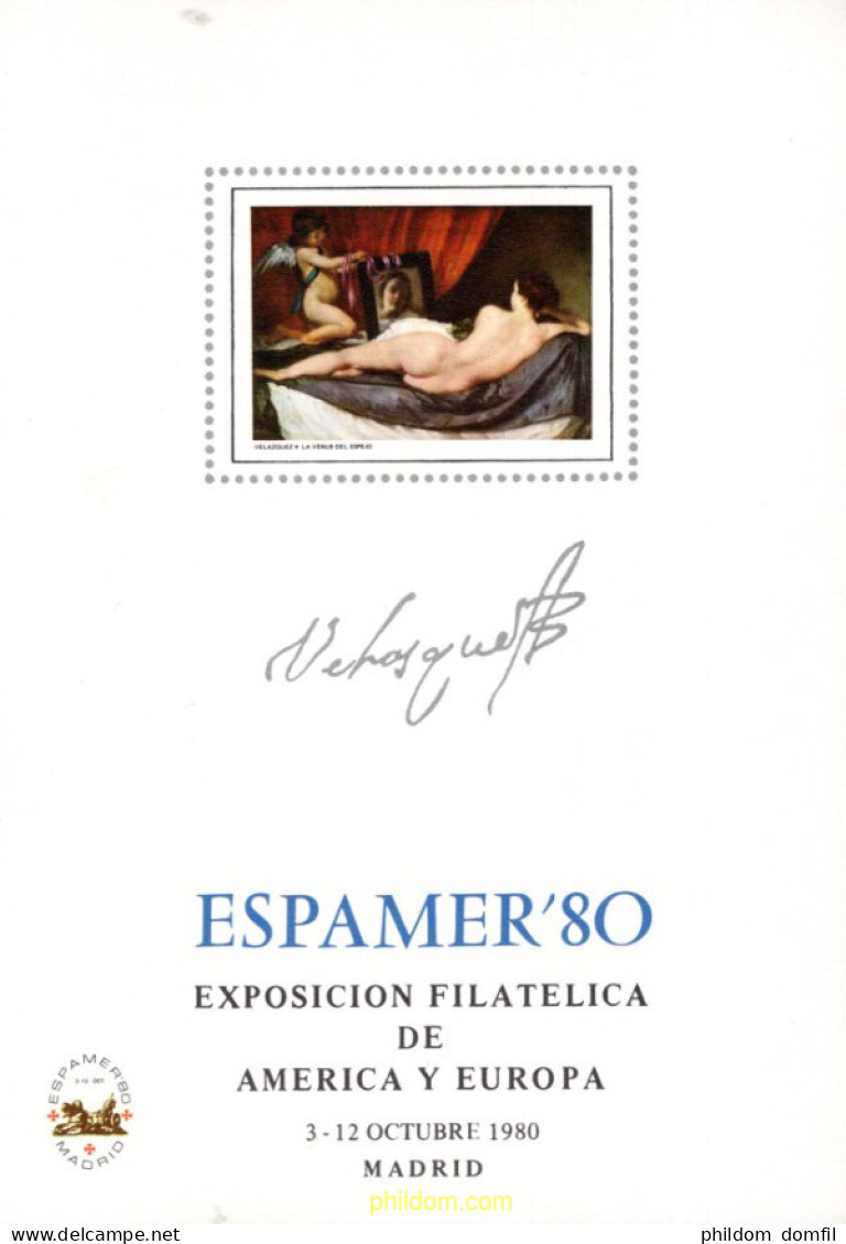 715777 MNH ESPAÑA Hojas Recuerdo 1980 EXPOSICION FILATELICA DE AMEERICA Y EUROPA - ESPAMER-80 - Ungebraucht