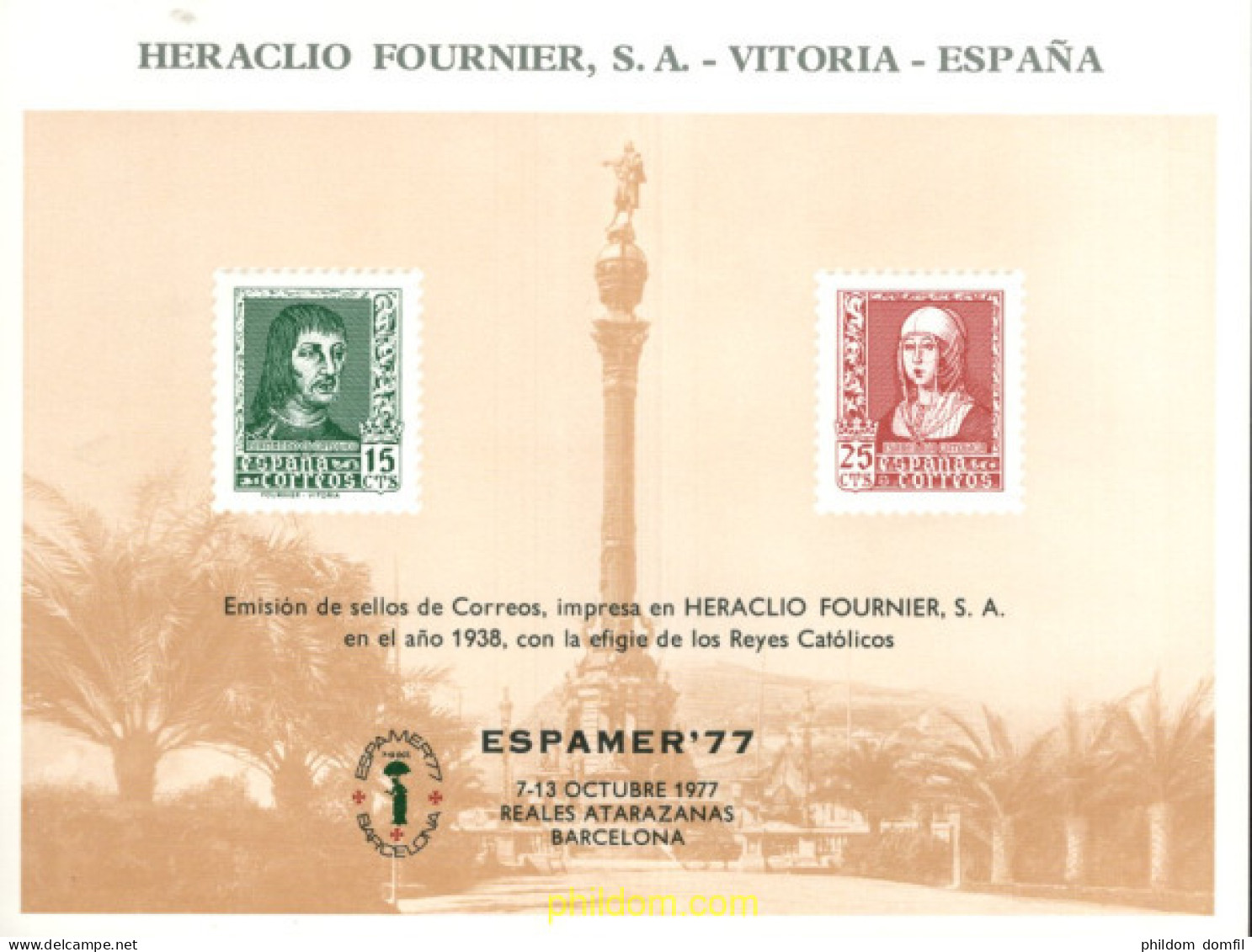 715780 MNH ESPAÑA Hojas Recuerdo 1977 ESPAMER-77 - Neufs