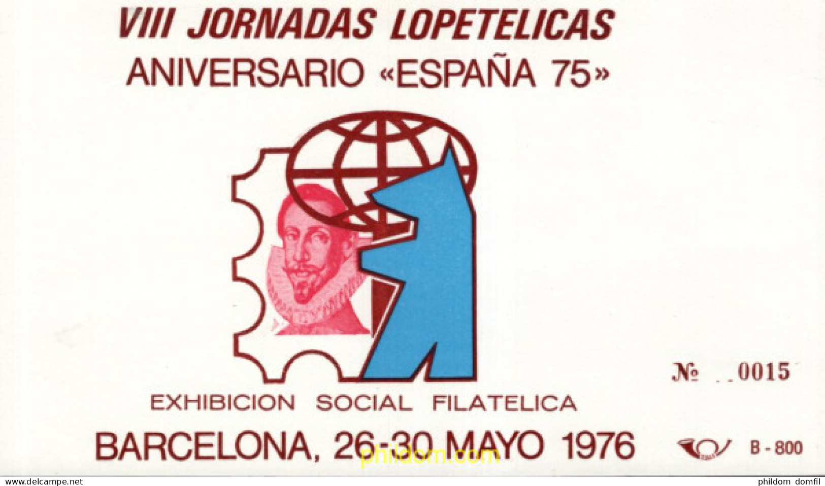 715790 MNH ESPAÑA Hojas Recuerdo 1976 VIII JORNADAS LOPETELICAS - Nuevos