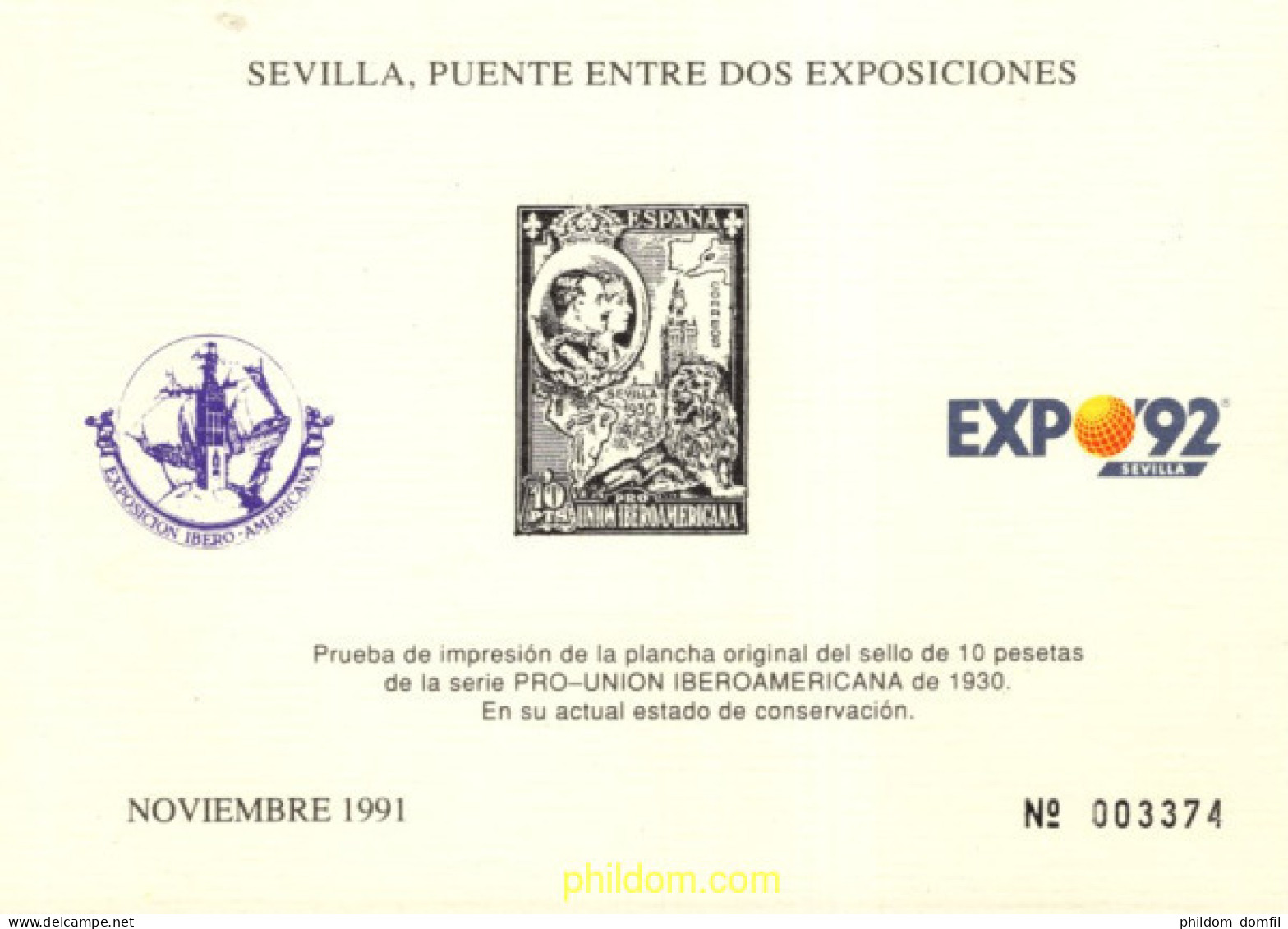 715794 MNH ESPAÑA Hojas Recuerdo 1992 SEVILLA, PUENTE ENTRE DOS EXPOSICIONES - Ungebraucht