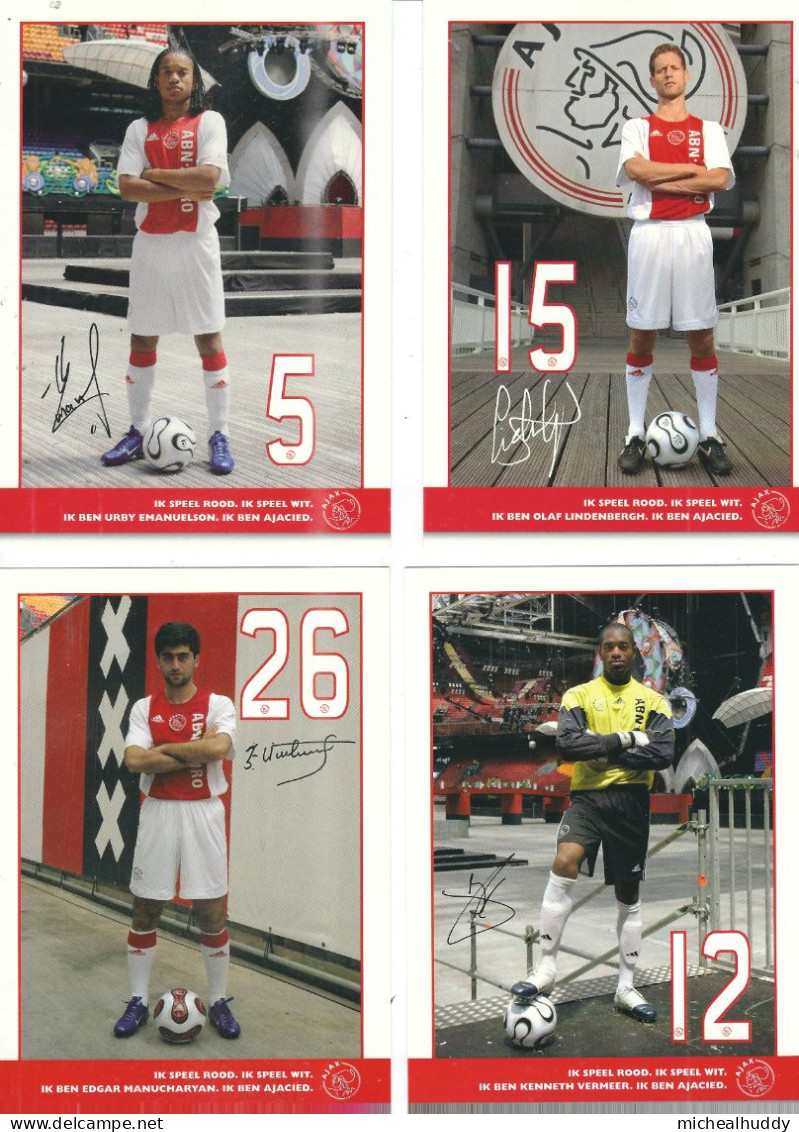 4  POSTCARDS   FC AJAX  2006-07 SEASON - Soccer