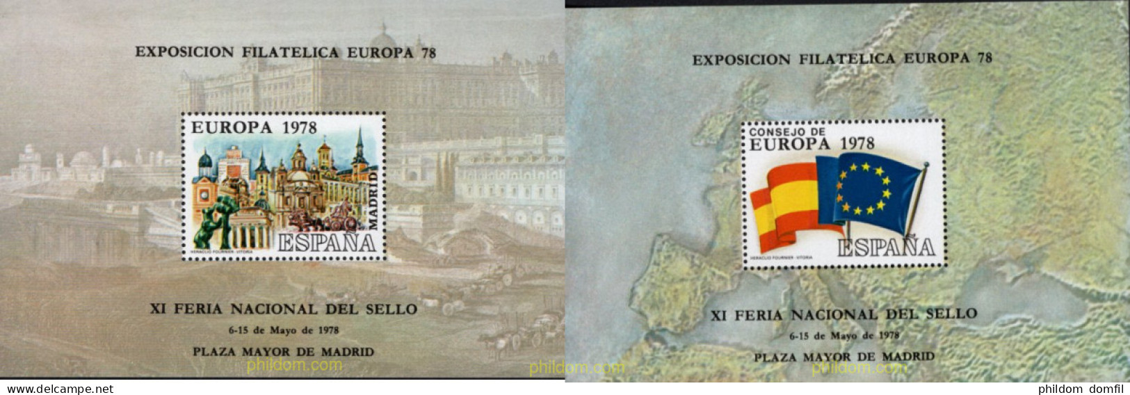 720289 MNH ESPAÑA Hojas Recuerdo 1978 EXPOSICION FILATELICA EUROPA-78 - Ongebruikt