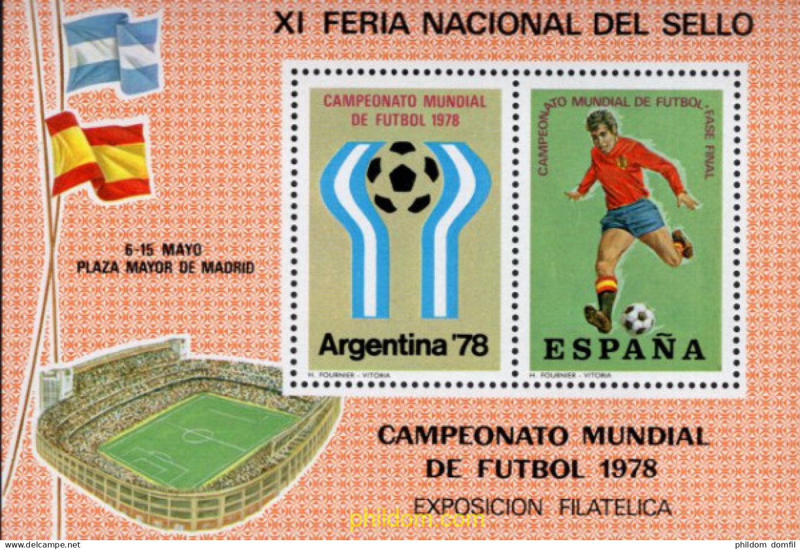 720292 MNH ESPAÑA Hojas Recuerdo 1978 PROMOCION XI FERIA NACIONAL DEL SELLOS - CAMPEONATO MUNDIAL DE FUTBOL - Nuevos