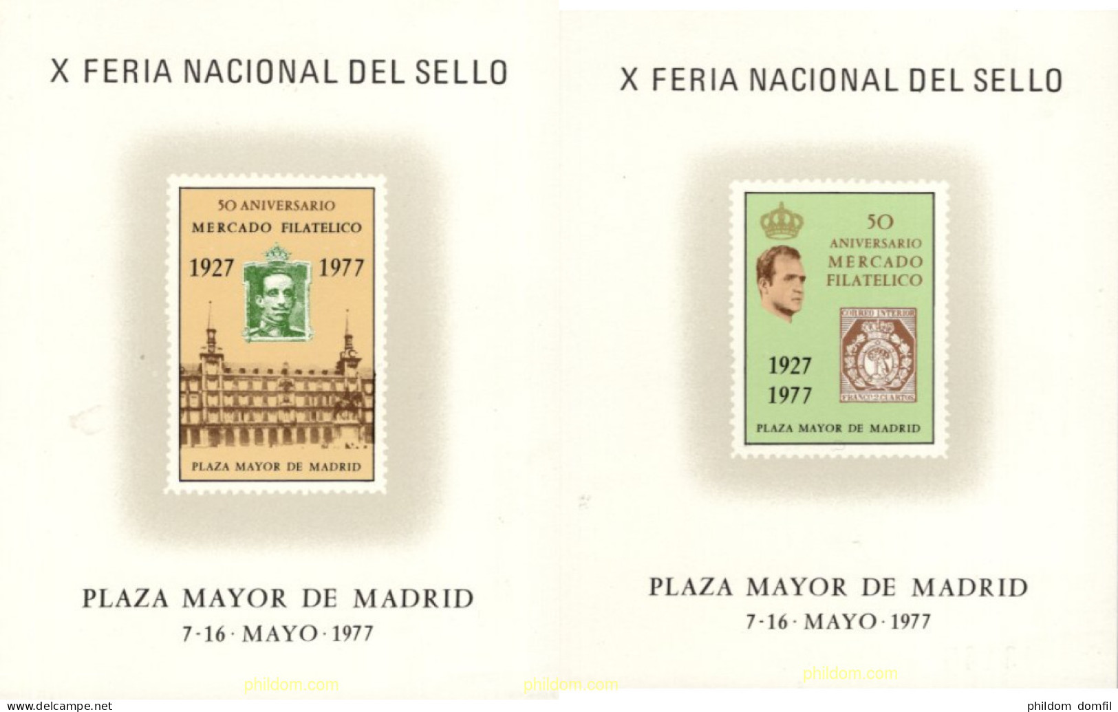 720305 MNH ESPAÑA Hojas Recuerdo 1977 FERIA NACIONAL DEL SELLO - PLAZA MAYOR - Nuevos