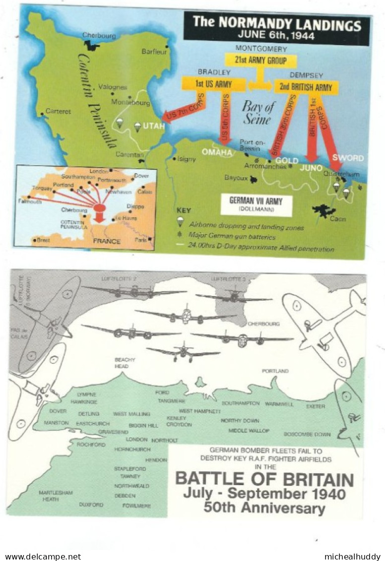 2 POSTCARDS MAP RELATED - Landkarten