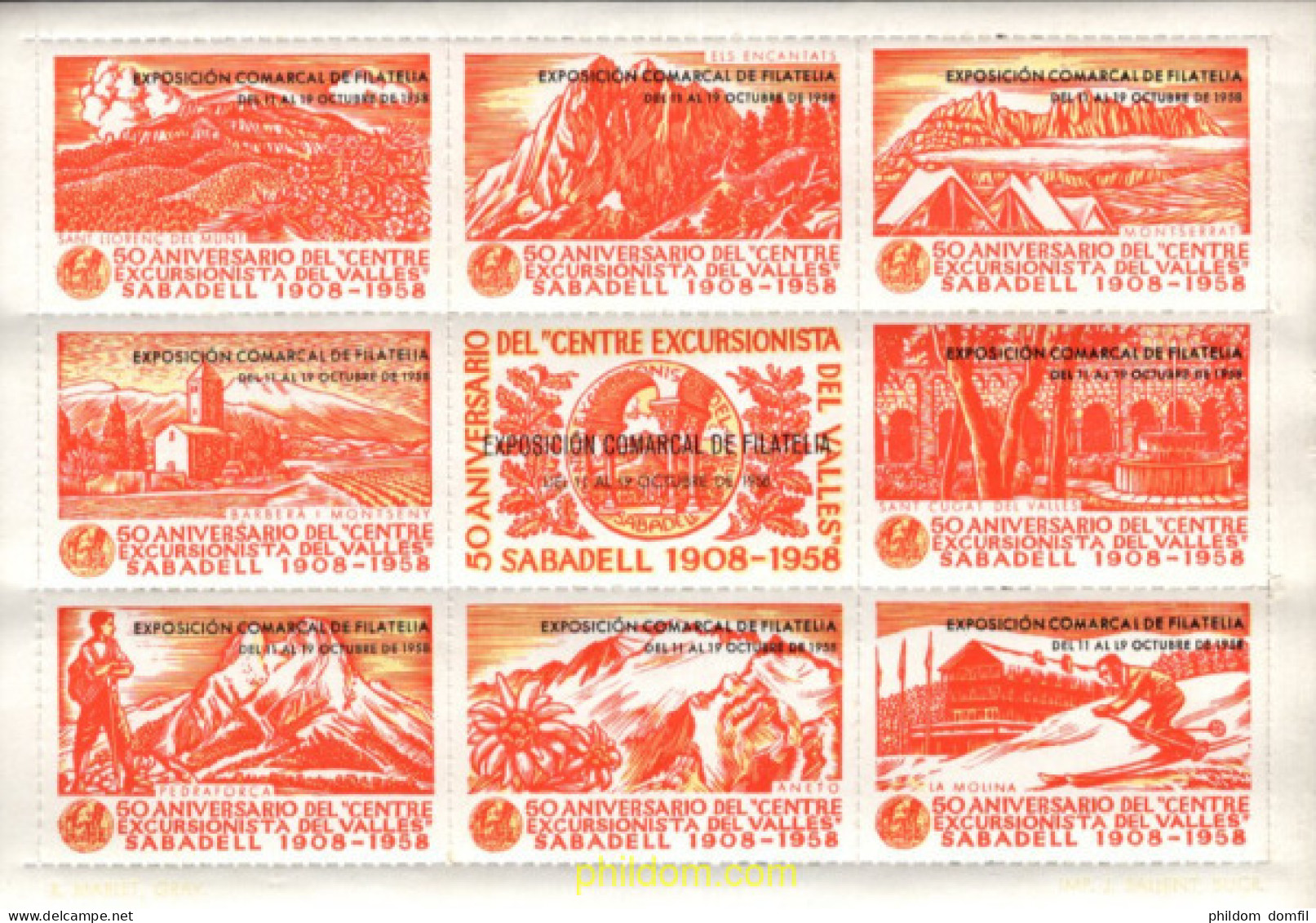 720319 MNH ESPAÑA Viñetas 1958 50 ANIVERSARIO DEL CENTRE EXCURSIONISTA DEL VALLES- SABADELL - Ungebraucht