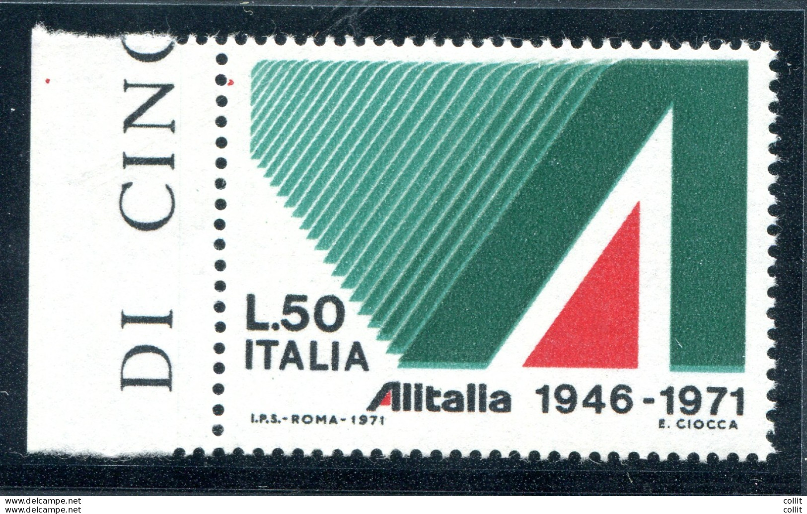 Alitalia Lire 50 Varietà Colori Fuori Registro - Errors And Curiosities