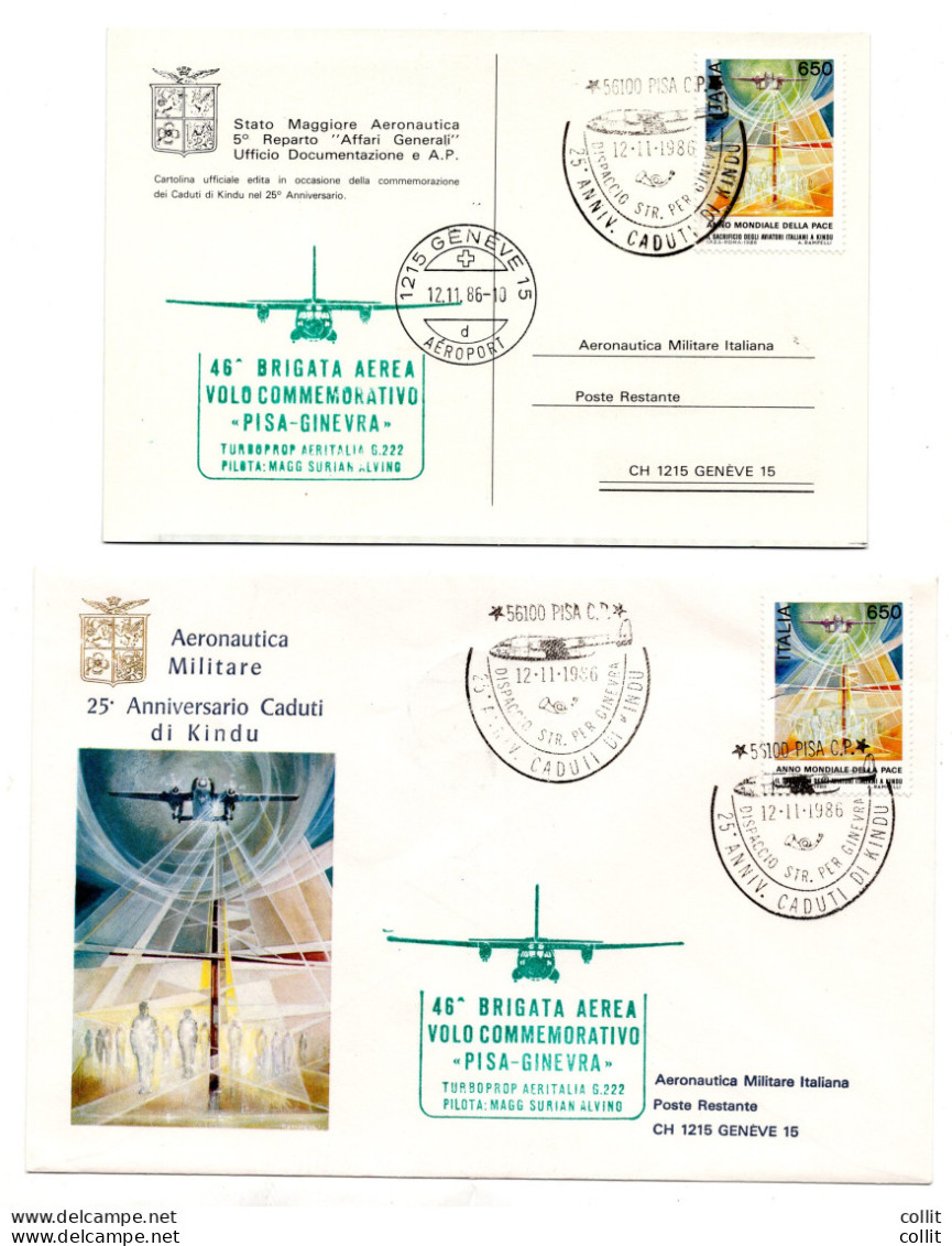 25. Anniversario Caduti Di Kindu - Aeronautica Militare Con Foglietto Erinnofilo - Airmail