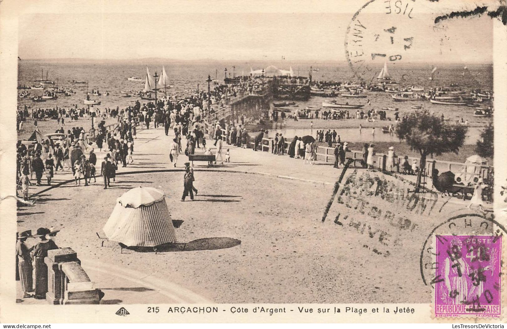 FRANCE - Arcachon - Côte D'Argent - Vue Sur La Plage Et La Jetée - Animé - La Mer - Carte Postale Ancienne - Arcachon