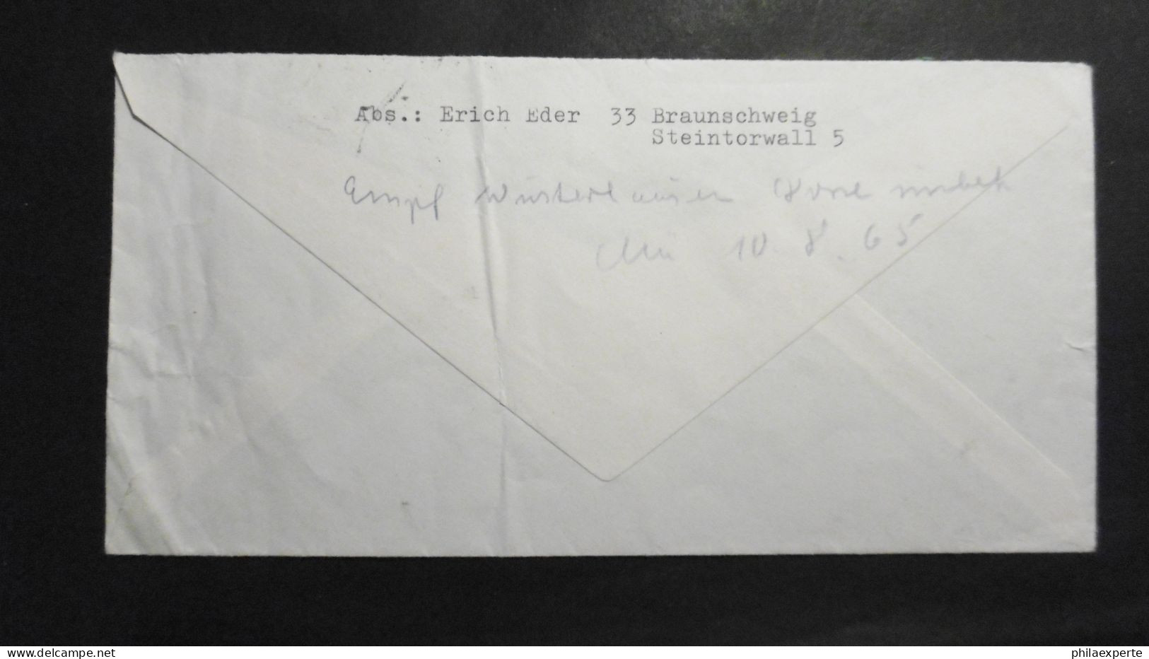 Bund Mi. 479 Brief Mit Schwärzung Übermalung Schwarz Matt Von Braunschweig 10.8.1965 In Die DDR + Retour Rs. Vermerk - Covers & Documents