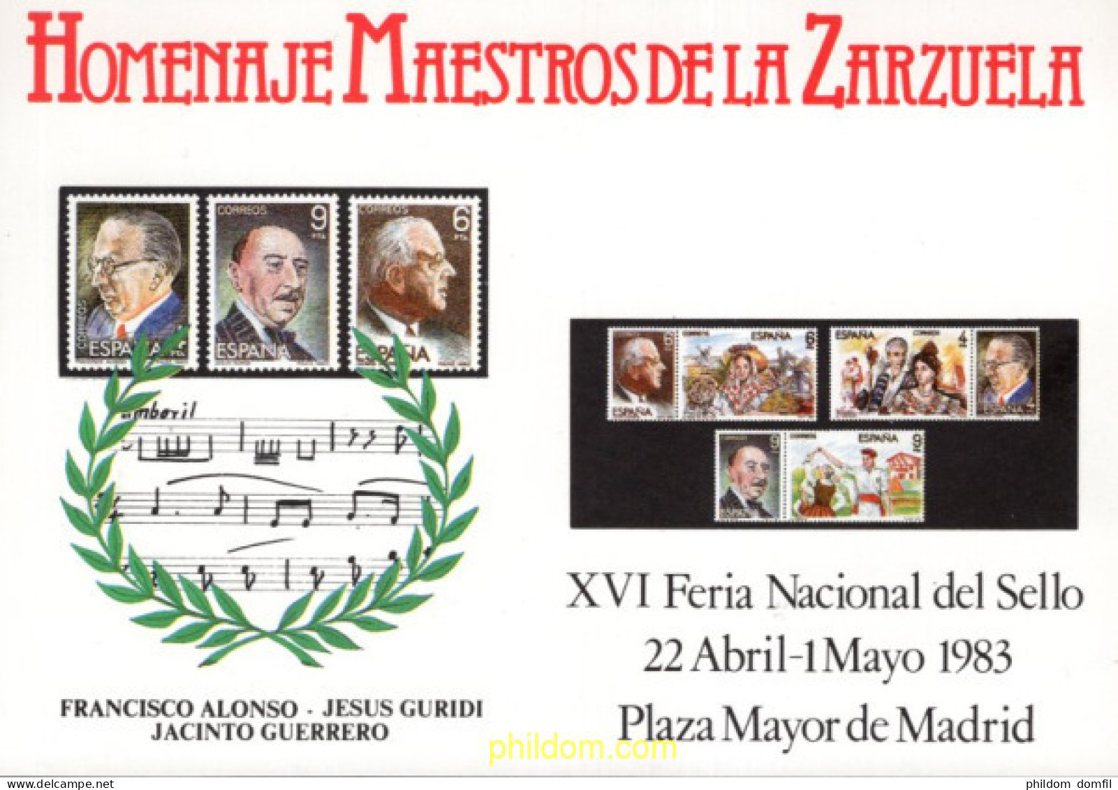 720781 MNH ESPAÑA Hojas Recuerdo 1983 HOMENAJE MAESTROS DE LA ZARZUELA - Unused Stamps