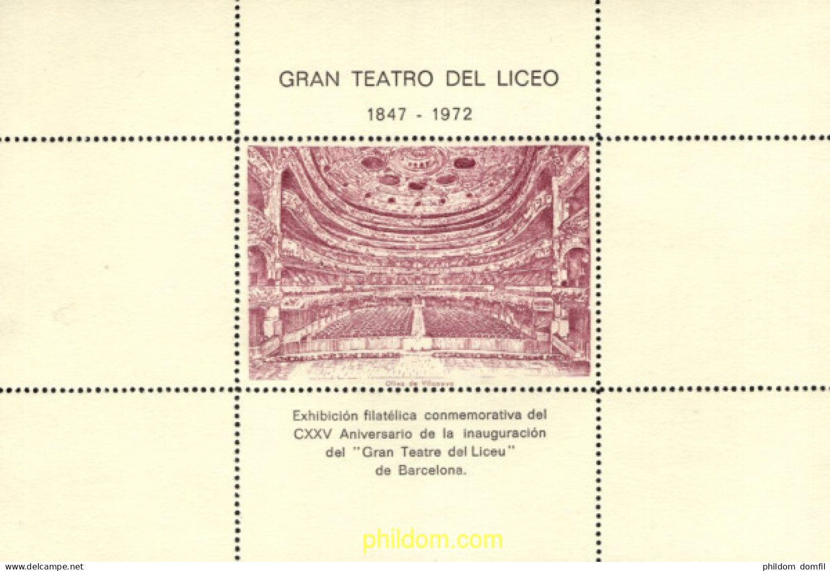 720792 MNH ESPAÑA Hojas Recuerdo 1972 GRAN TEATRO DEL LICEO 1847-1972 - Nuevos