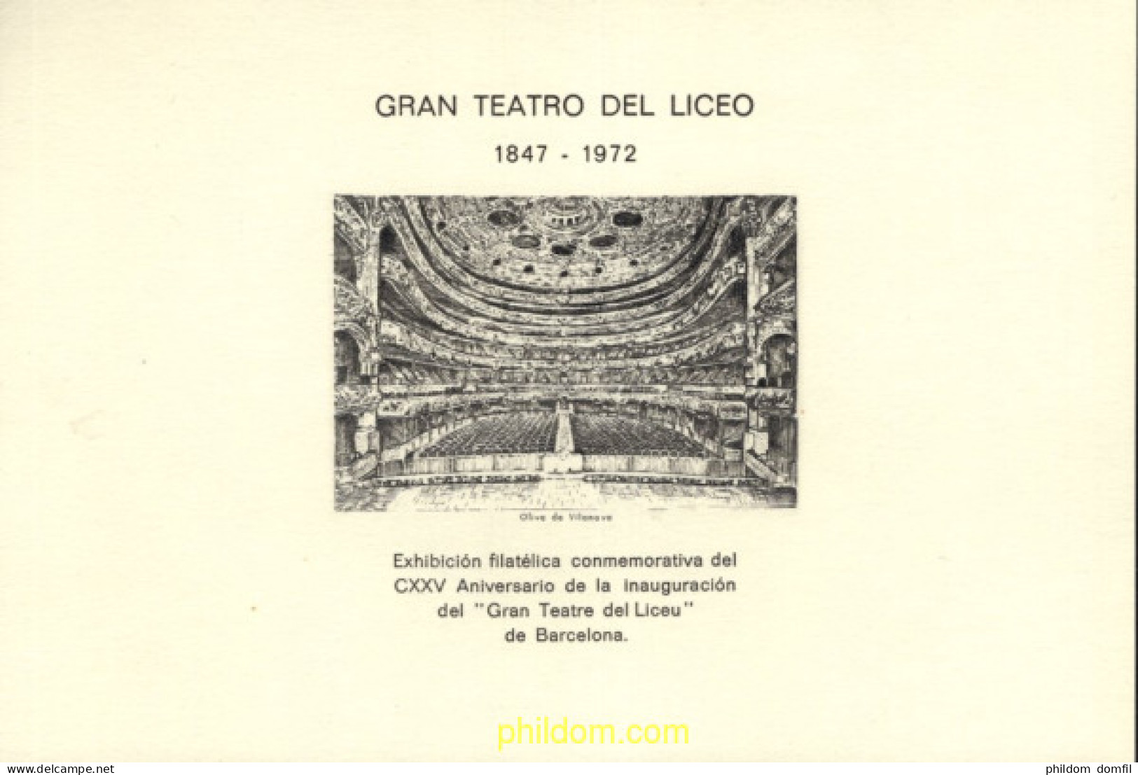 720793 MNH ESPAÑA Hojas Recuerdo 1972 GRAN TEATRO DEL LICEO 1847-1972 - Unused Stamps