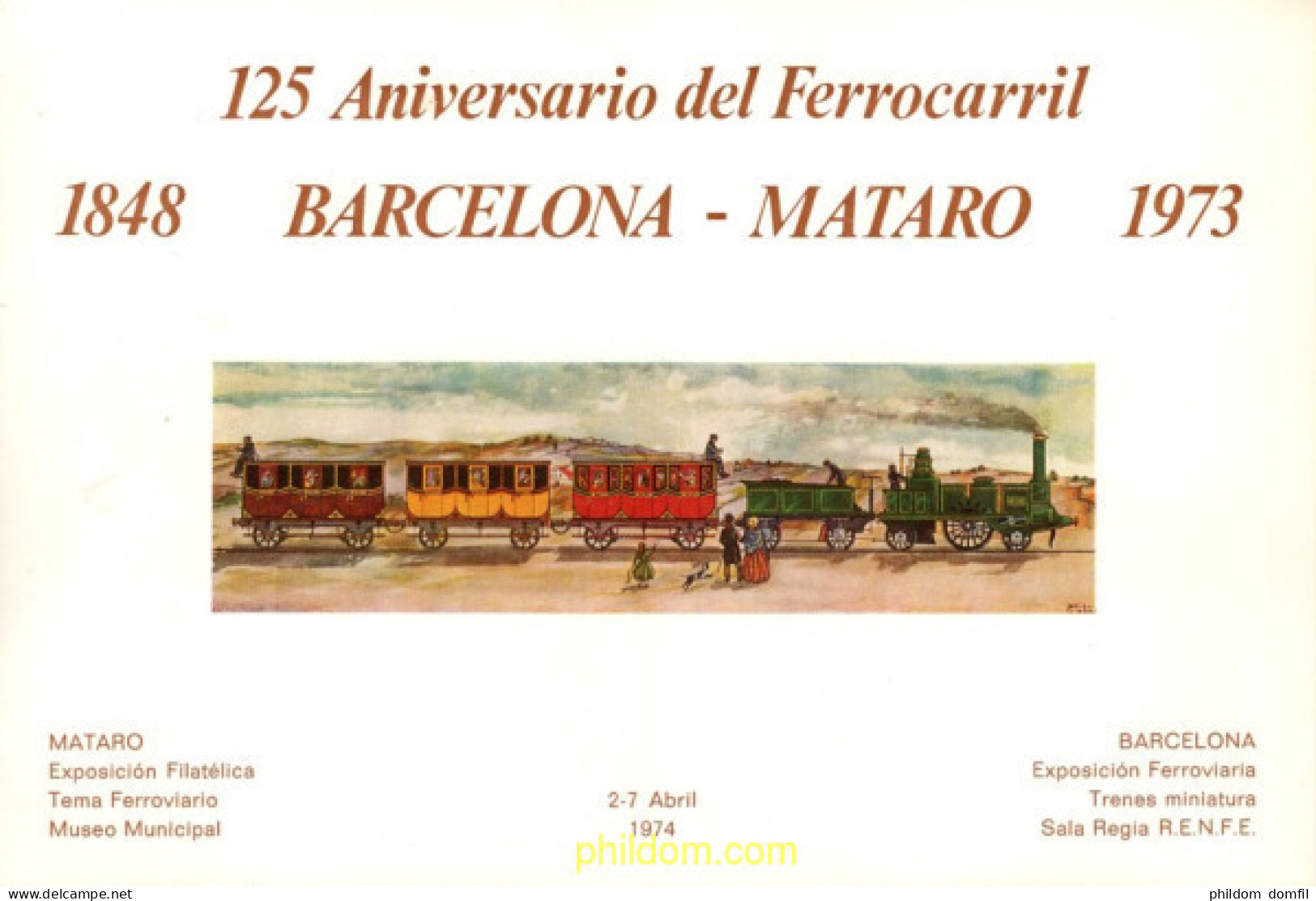 720794 MNH ESPAÑA Hojas Recuerdo 1974 125 ANIVERSARIO DEL FERROCARRIL BARCELONA - MATARO - Ongebruikt