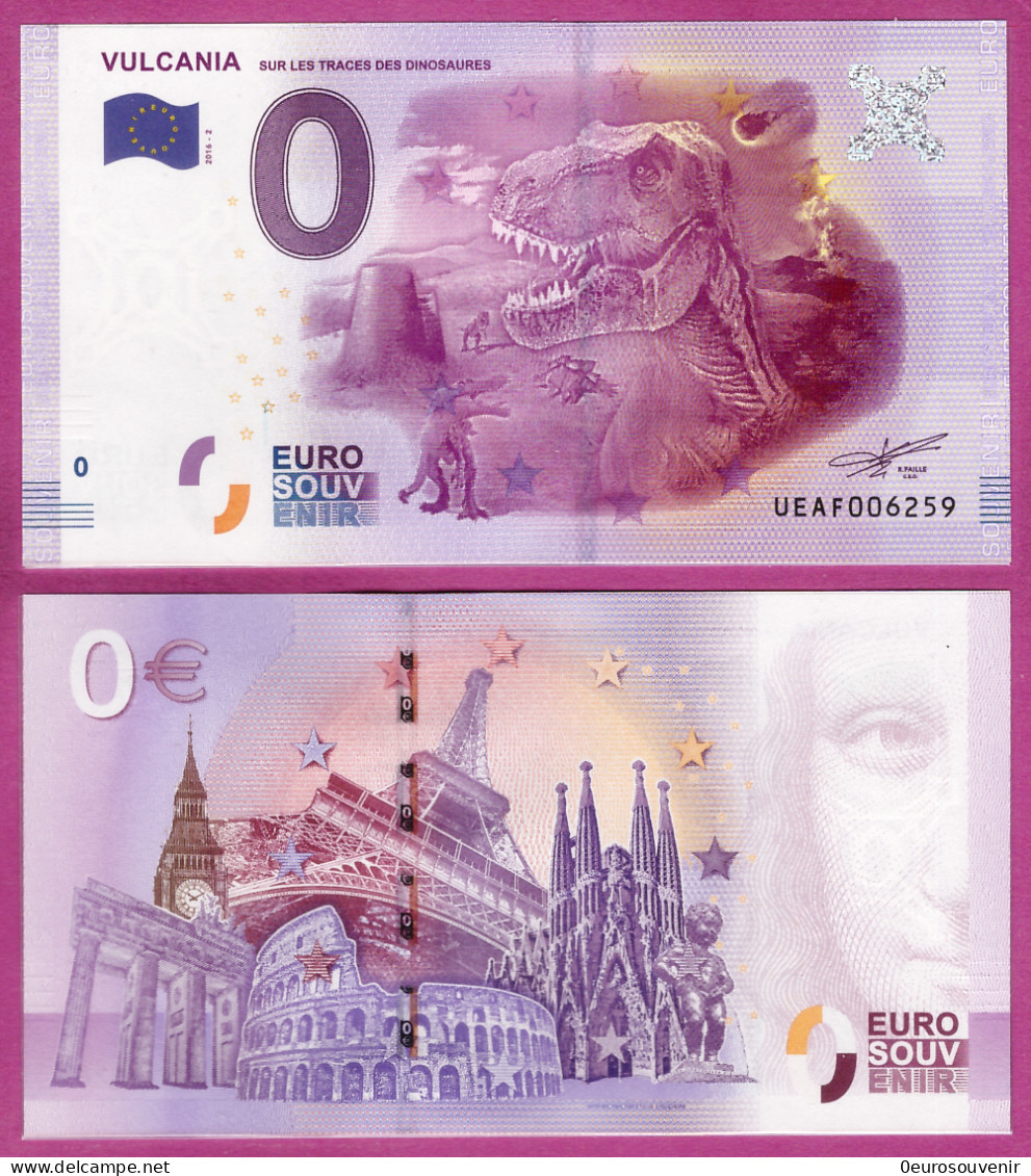 0-Euro UEAF 2016-2 VULCANIA - SUR LES TRACES DES DINOSAURES - Essais Privés / Non-officiels