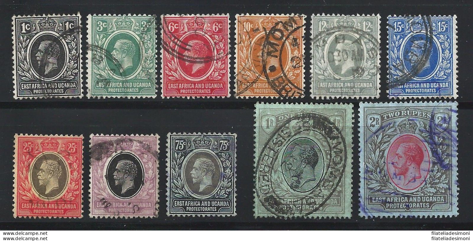 1912-21 EAST AFRICA AND UGANDA - SG 44/54   USED - Altri & Non Classificati