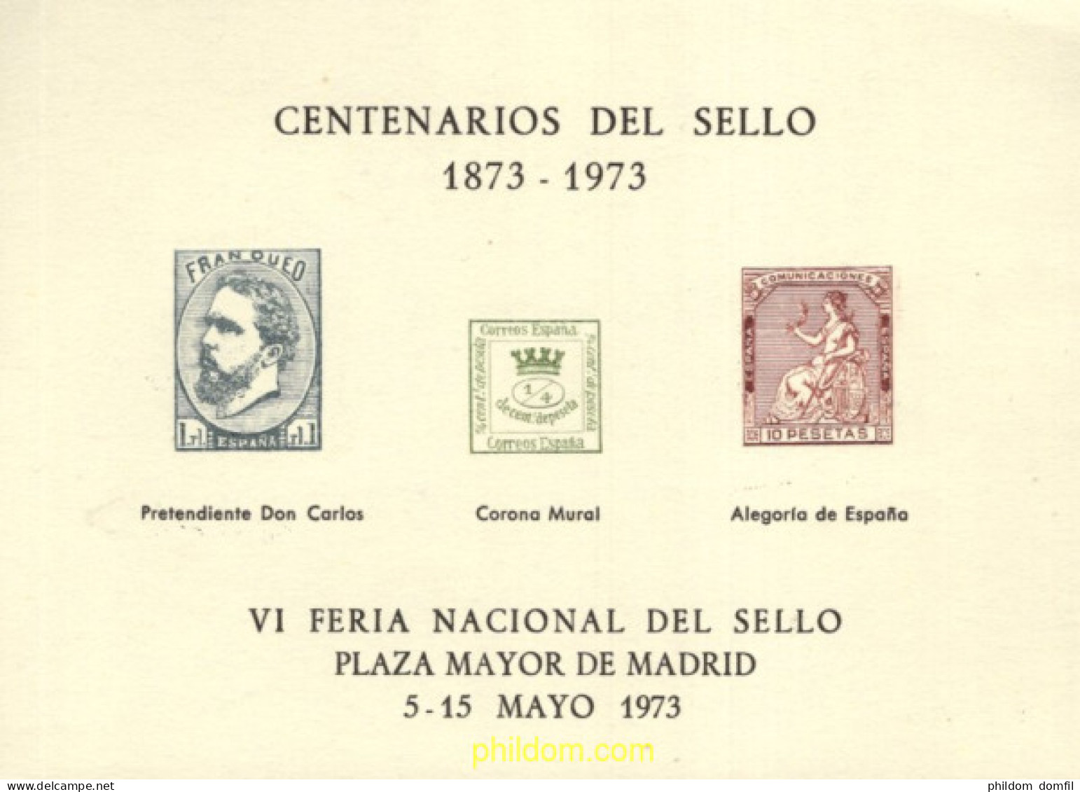 720796 MNH ESPAÑA Hojas Recuerdo 1973 CENTENARIOS DEL SELLO 1873-1973 - Ungebraucht